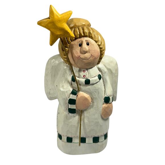 Midwest of Cannon Falls Eddie Walker Santa Angel snowman carved wood figures - Picture 5 of 11